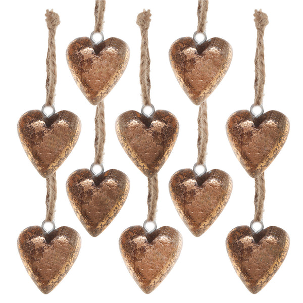 Herzanhänger gold 4 cm aus Holz - Weihnachtsanhänger Deko Geschenkanhänger - 10 Stück - Foto 1