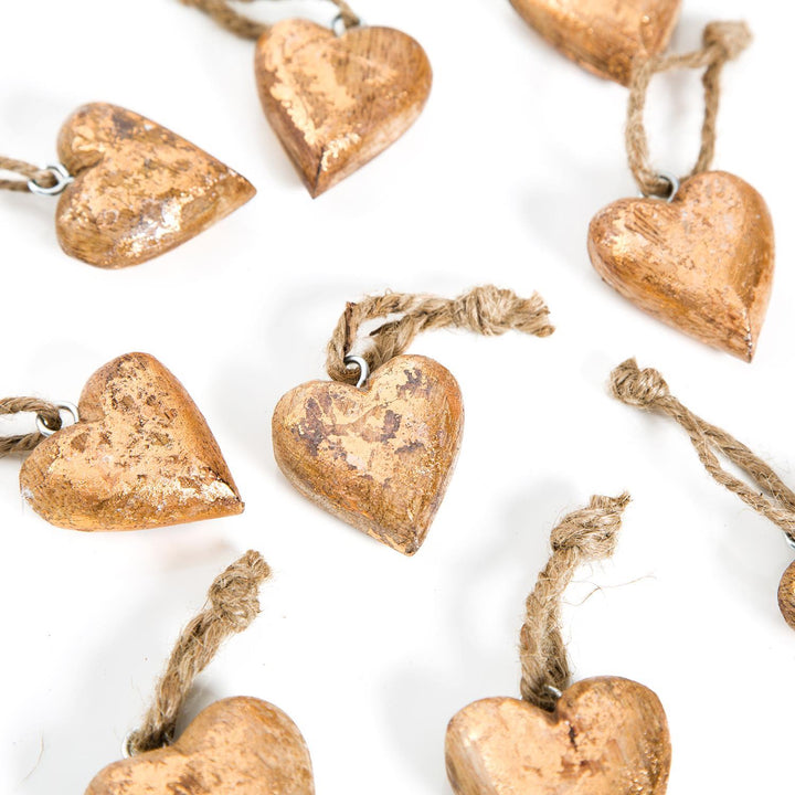 Herzanhänger kupferfarben 4 cm aus Holz - Weihnachtsanhänger Deko Geschenkanhänger - 10 Stück - Foto 1