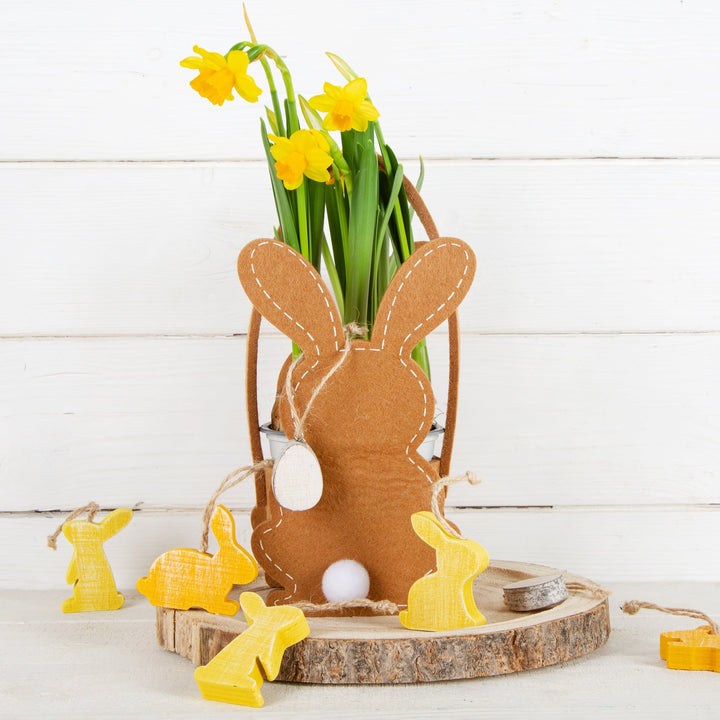 10 Osteranhänger Holz gelb Osterhase Osterei Osterstrauch Anhänger Holzanhänger Ostern Deko - Foto 2
