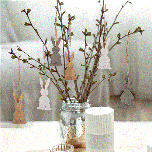 Logbuch-Verlag 6 weiße Schafe - Osterschafe aus Holz und Wolle Natur - Osteranhänger kleines Ostergeschenk Deko Ostern Osterdeko