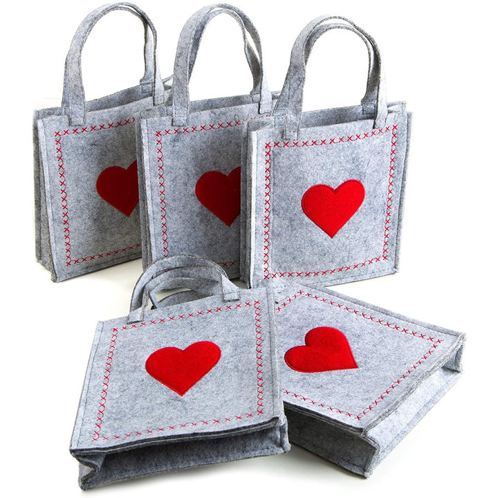 kleine HERZ FILZTASCHEN rot grau Geschenktaschen 18 x 20 x cm