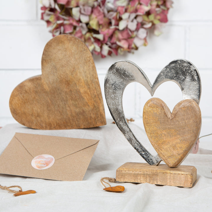 Großes Herz aus Holz 20 cm zum Hinlegen & Hinstellen - Herzdeko aus Mangoholz - Geschenk - Foto 3