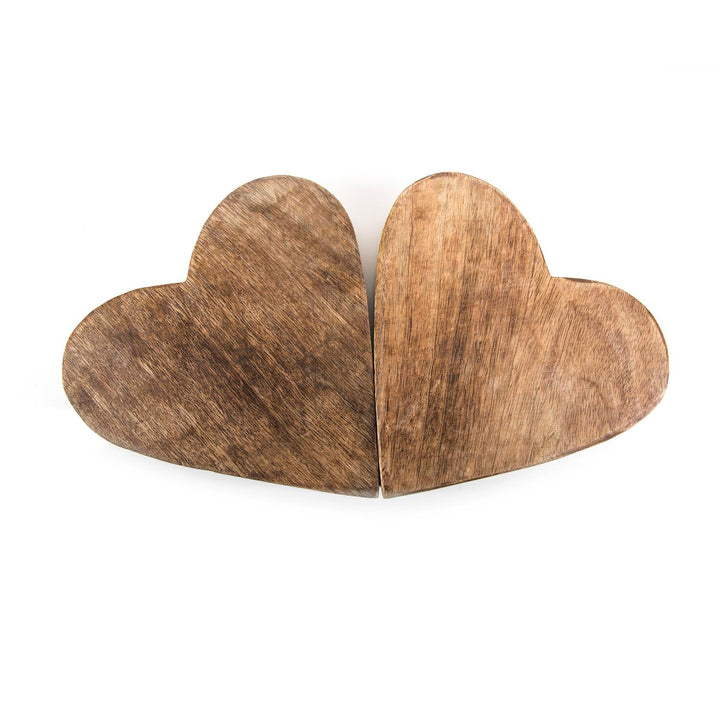 2 braune Holzherzen 20 cm Herz Geschenk Muttertag Hochzeit - Foto 1