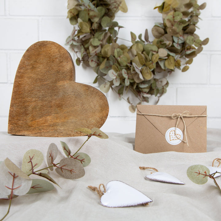 2 braune Holzherzen 20 cm Herz Geschenk Muttertag Hochzeit - Foto 2