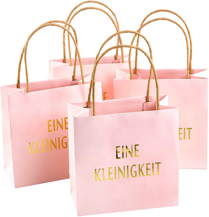 5 kleine rote Papier-Tragetaschen Weihnachtstüten Papier-Tüten Boden 18 x 8 x 22 cm + 5 Aufkleber grün weiß rot WEIHNACHTSBAUM 5 x 15 cm - Verpackung Mini Weihnachtsgeschenke für give-away