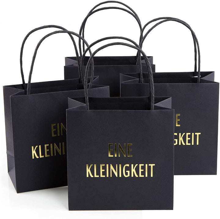 48 weiße Papiertüten Geschenktasche Henkel-Tüten Boden 18 x 8 x 22 cm kleine Papiertaschen + 48 runde Aufkleber 4 cm SCHÖN DASS DU DA BIST Rosa Pink Rose Verpackung Geschenke give-away