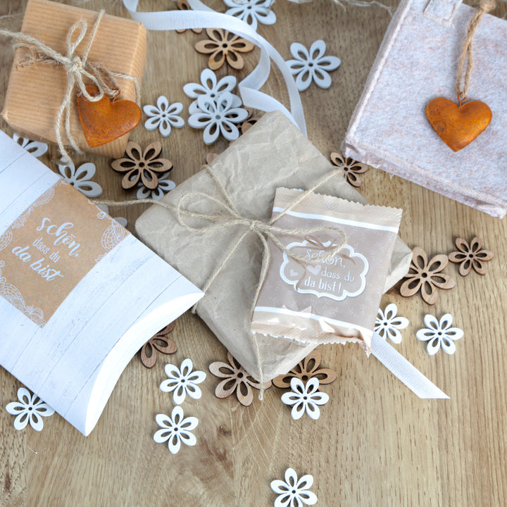 Herzanhänger kupferfarben 4 cm aus Holz - Weihnachtsanhänger Deko Geschenkanhänger - 10 Stück