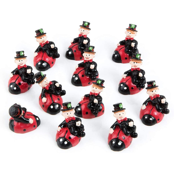 12 kleine Glücksbringer 4 cm - Schornsteinfeger auf Marienkäfer rot schwarz - Silvester Deko - Foto 1