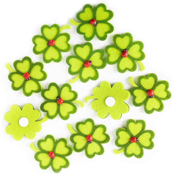 12 kleine Kleeblätter mit Klebepunkt - 5 cm grün - Glücksbringer zum Kleben Streuen - Foto 1