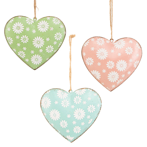 12 pastellfarbene Anhänger aus Metall - Herz + Blume + Schmetterling