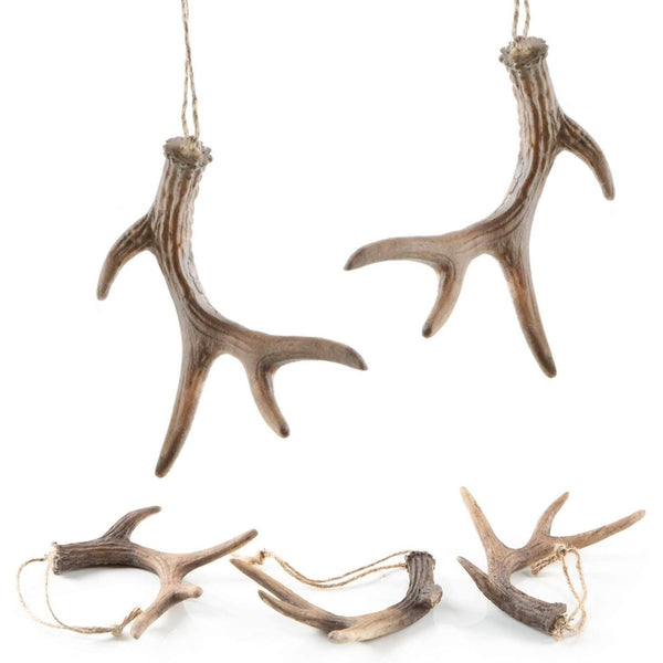 5 Geweih Anhänger aus Kunststoff - Natur braun 13 cm - rustikale Deko - Foto 1