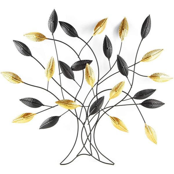 Wanddeko Baum mit Blättern schwarz Gold - zum Aufhängen - aus Metall - Foto 1