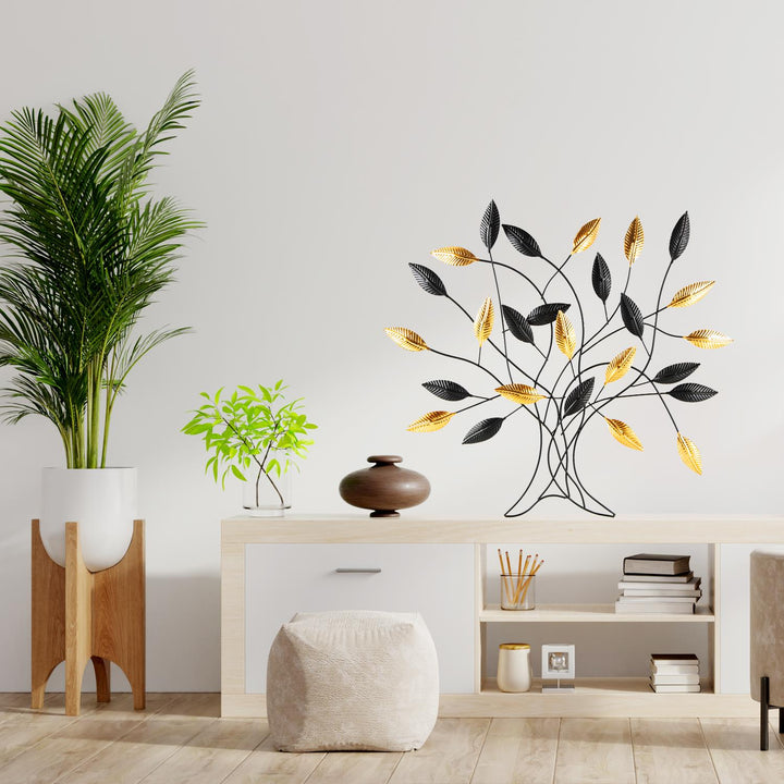 Wanddeko Baum mit Blättern schwarz Gold - zum Aufhängen - aus Metall - Foto 2