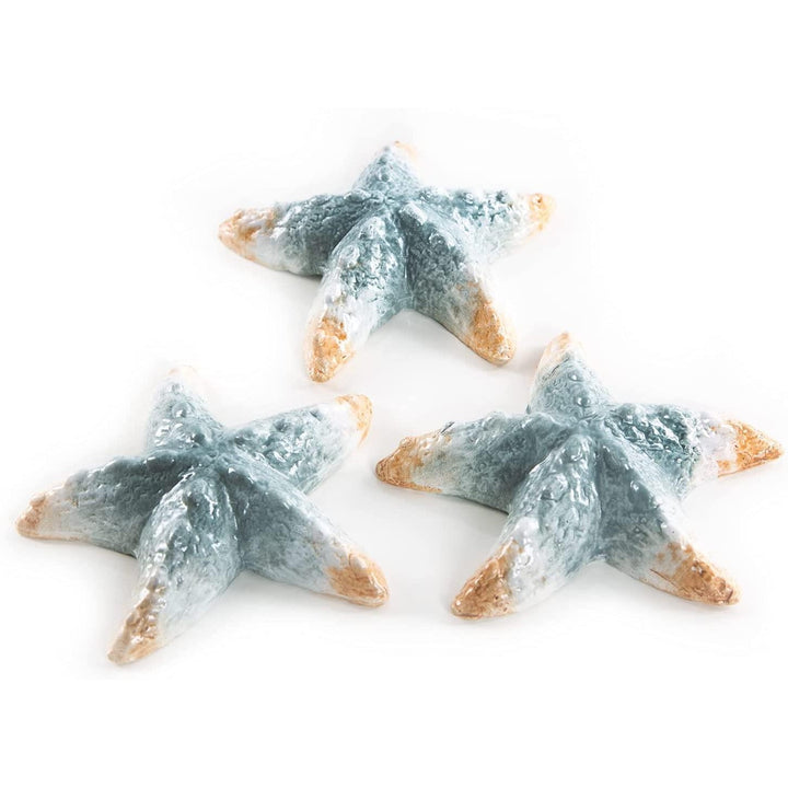 3 Seesterne aus Keramik beige blau - Maritime Deko - Foto 1
