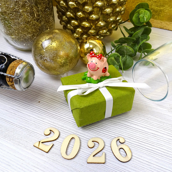 10 kleine Glücksschweinchen Figuren - Silvester 3,5 cm Glücksbringer rosa - Foto 2