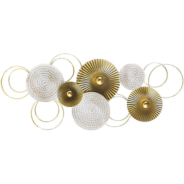 Moderne Wanddeko aus Metall Gold weiß - Wandskulptur zum Aufhängen - Foto 1