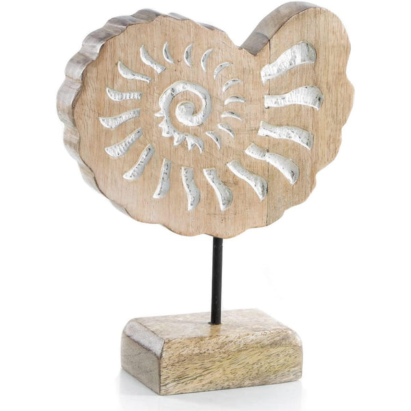 Naturfarbene Muschel aus Holz zum Hinstellen natur braun 15 cm - Foto 1
