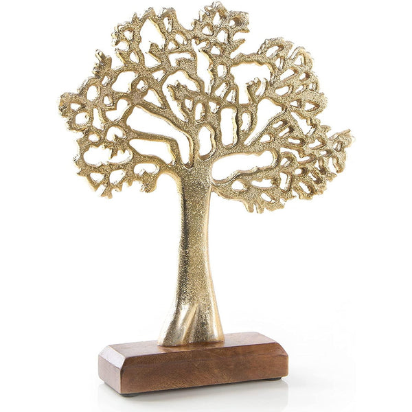 Baum Dekofigur aus Metall - Lebensbaum Figur Gold zum Hinstellen - 27 cm - Foto 1