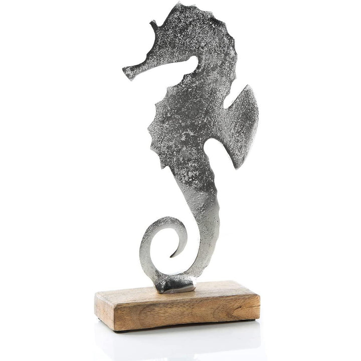 Seepferdchen Figur aus Metall Silber braun - zum Hinstellen 27 cm - Foto 1