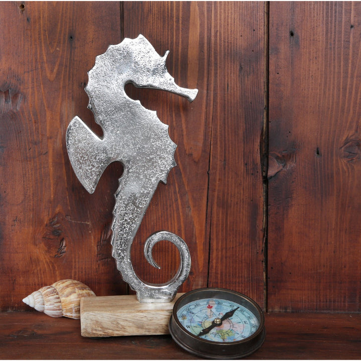 Seepferdchen Figur aus Metall Silber braun - zum Hinstellen 27 cm - Foto 2