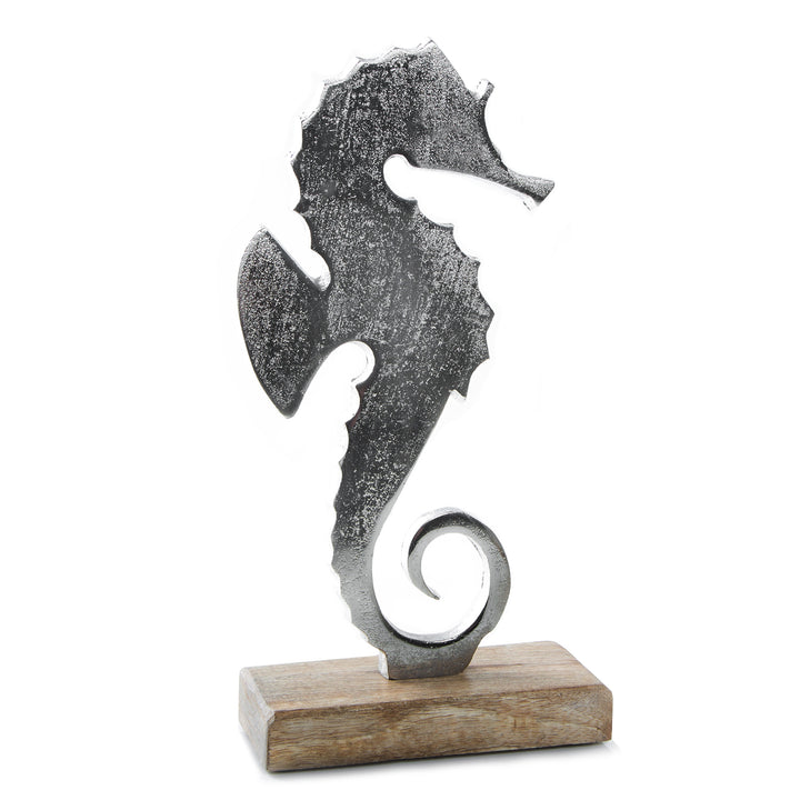 Seepferdchen Figur aus Metall Silber braun - zum Hinstellen 27 cm - Foto 6