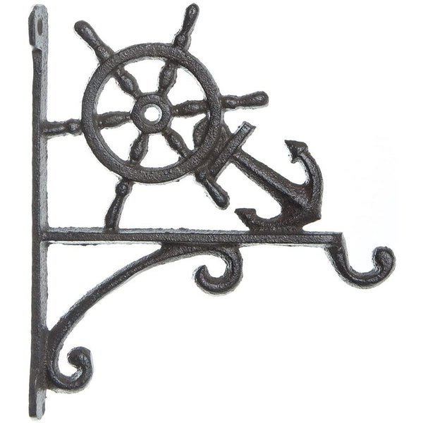 Wandhaken mit Steuerrad & Anker aus Gusseisen - vintage Garderobenhaken antik-braun - Foto 1