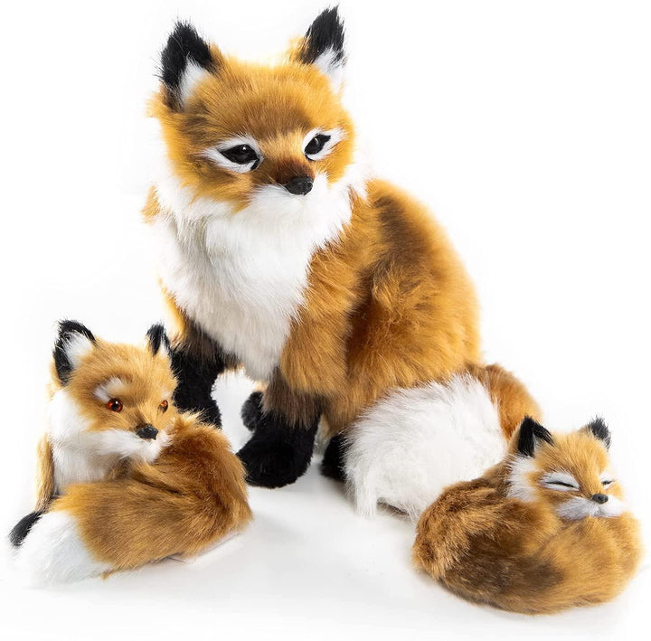 Fuchsfigur zum Hinstellen - braun weiß schwarz mit Kunstfell