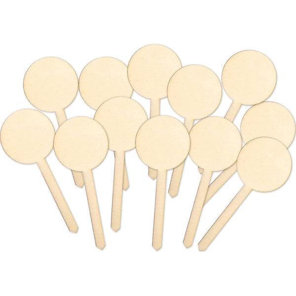 12 kleine Caketopper für Cupcakes, Muffins, kleine Kuchen - 9 cm aus Holz - Foto 1