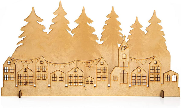 3 Weihnachskarten silber weiß mit Kuvert + Weihnachtsbaum aus Holz