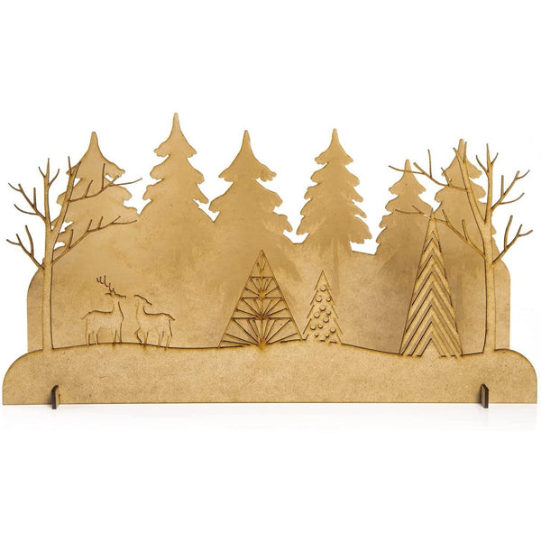 Wald Landschaft Silhouette aus Holz - winterliche Deko zum Hinstellen 41 cm - Foto 1