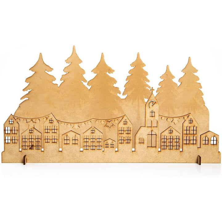 Großes Weihnachtsdeko Set - winterliche Deko Landschaft aus Holz - Foto 2