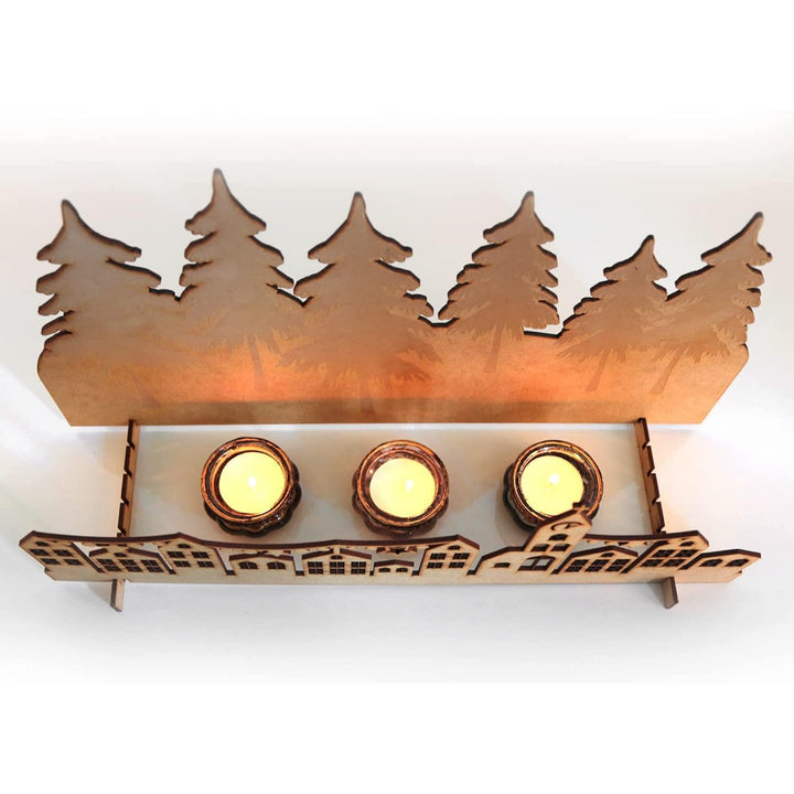 Großes Weihnachtsdeko Set - winterliche Deko Landschaft aus Holz - Foto 3