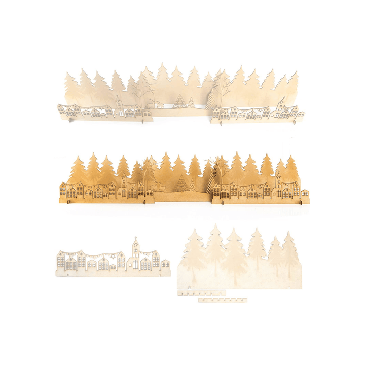 Großes Weihnachtsdeko Set - winterliche Deko Landschaft aus Holz - Foto 4