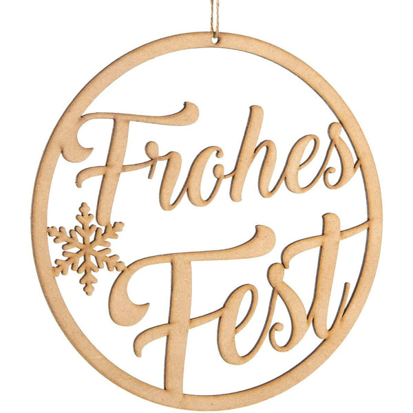 Weihnachtlicher Türkranz aus Holz FROHES FEST ø 24,5 cm - Foto 1