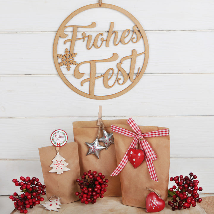 Weihnachtlicher Türkranz aus Holz FROHES FEST ø 24,5 cm - Foto 6
