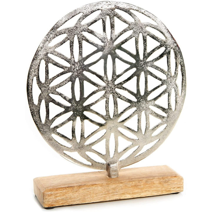 Lebensblume Figur zum Hinstellen aus Holz & Metall Silber braun - 24 cm - Foto 1