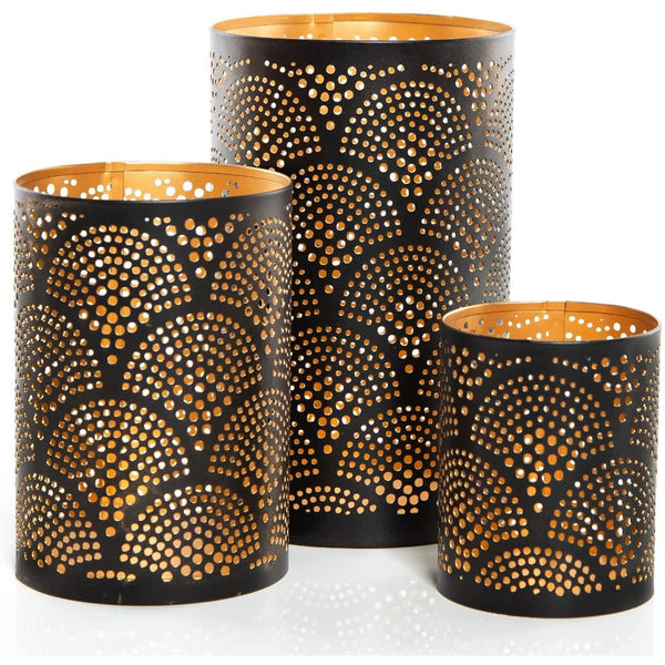Laternen Set - 3 Windlichter schwarz Gold in orientalischem Design - Foto 1