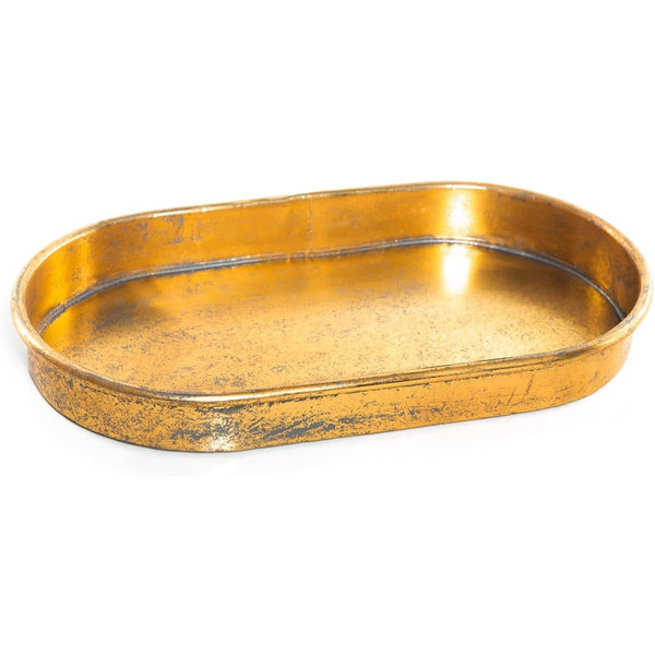 Ovale Dekoschale aus Metall Gold im Vintage-Look - 37 cm - Foto 1