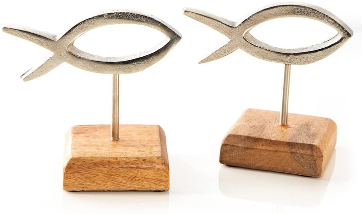 2 Segelschiffe aus Metall und Holz 23 + 32 cm - maritime Deko silber braun