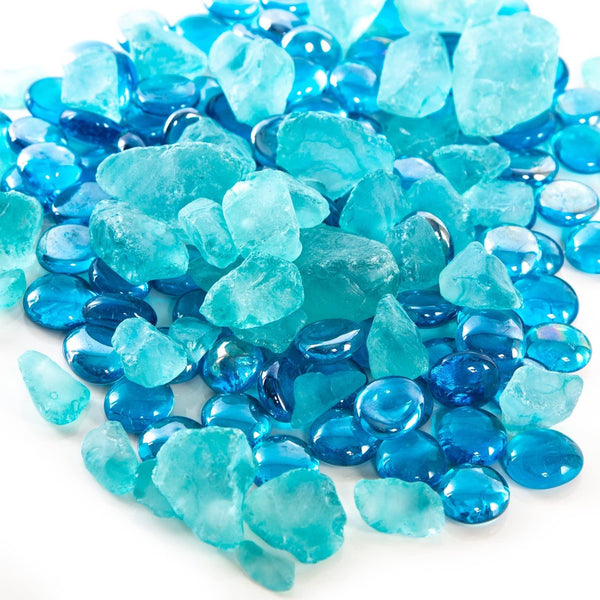 150 Glassteine - maritime Steine zum Basteln blau türkis hellblau - Foto 1