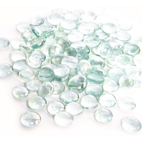 Glas Steine flach rund ca. 2 cm weiß durchsichtig - Streudeko - Foto 1