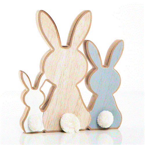 Hasenfamilie Figur aus Holz - 3 Osterhasen - Foto 1