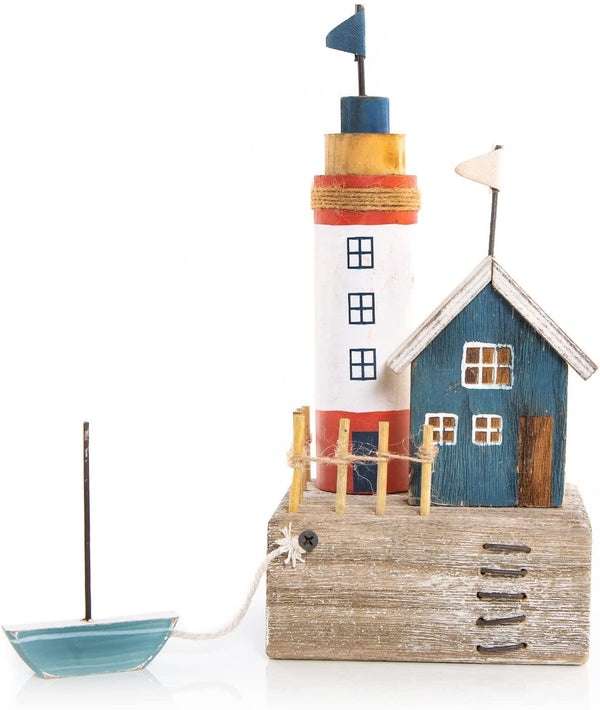 Deko Set maritim nautisch - Haus am Meer + 2 Segelboot Anhänger