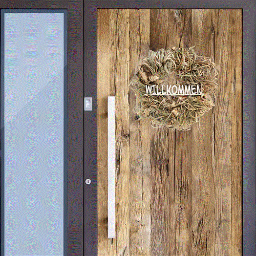 Türkranz aus getrockneten Gräsern mit Holz-Schriftzug WILLKOMMEN - Foto 4
