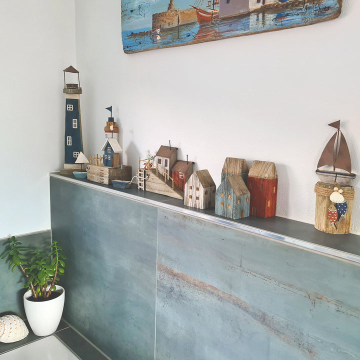 Maritime Deko Stadt - Hafenstadt aus Holz mit Leuchtturm 8-teilig - Foto 2