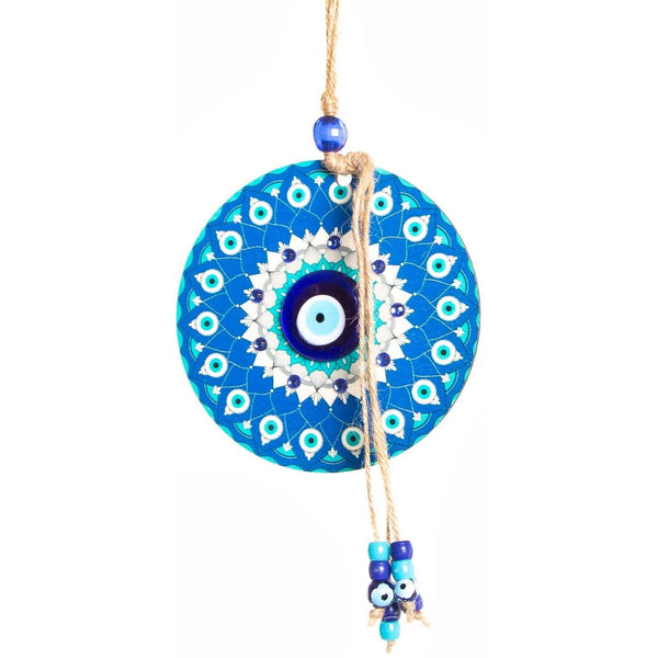 Wandornament Nazar Auge Amulett aus Holz blau türkis - Foto 1