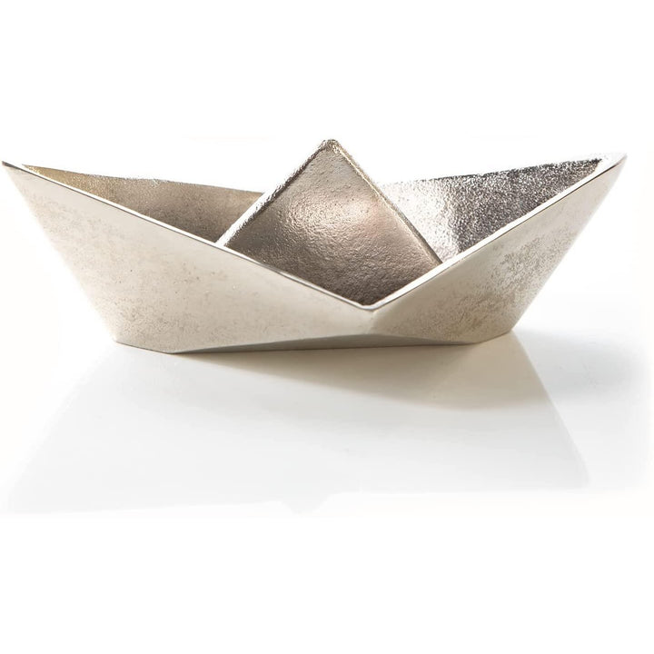Deko Boot Figur Silber aus Aluminium - Metallboot Schiff als Dekoschale - Foto 1