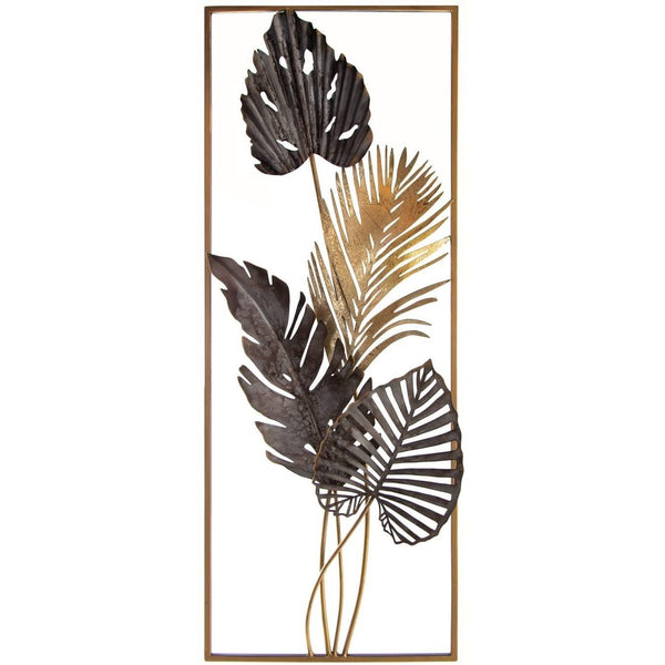 Wandornament Blätter zum Aufhängen I Metalld Deko braun gold 74 cm - Foto 1
