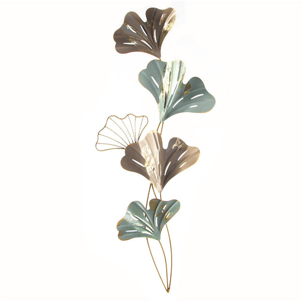 Wand Metallbild Ginkgo in Greige Gold grün - 71 cm zum Aufhängen - Foto 1