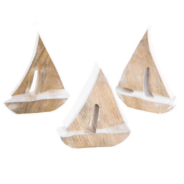 3 kleine Holzboote I used Look I 10,5 cm weiß braun - Foto 1